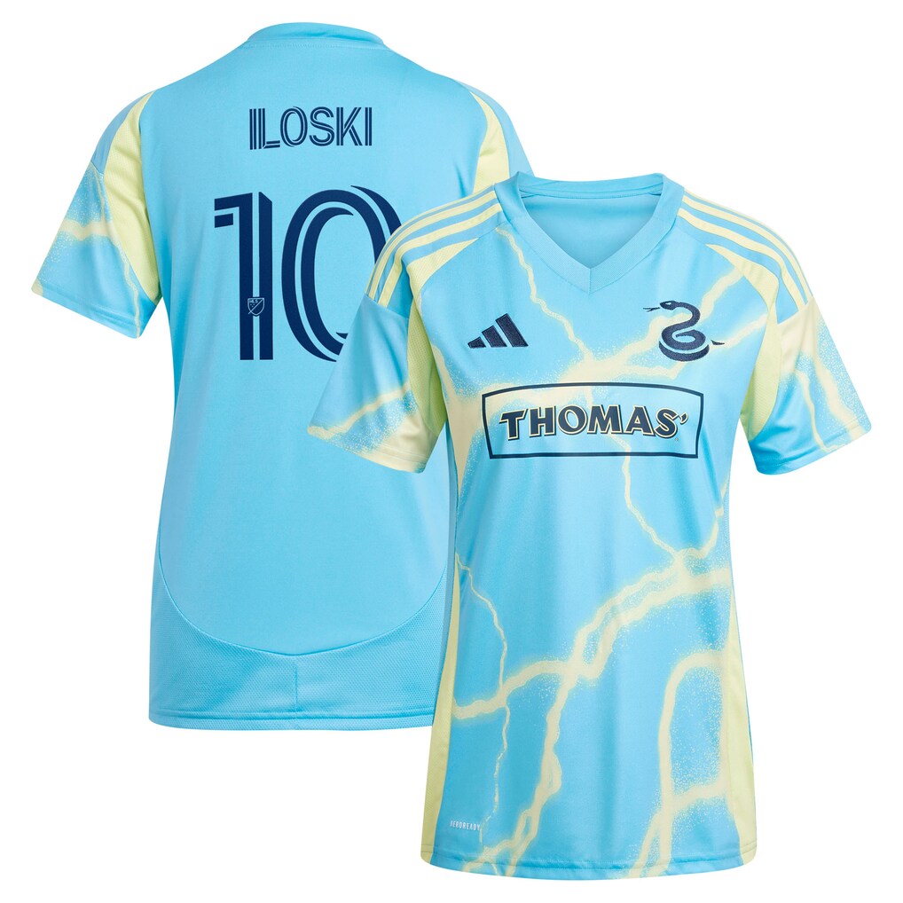 Women's Philadelphia Union Milan Iloski adidas Blue 2025 The Voltage Kit Replica Jersey - Ujersey