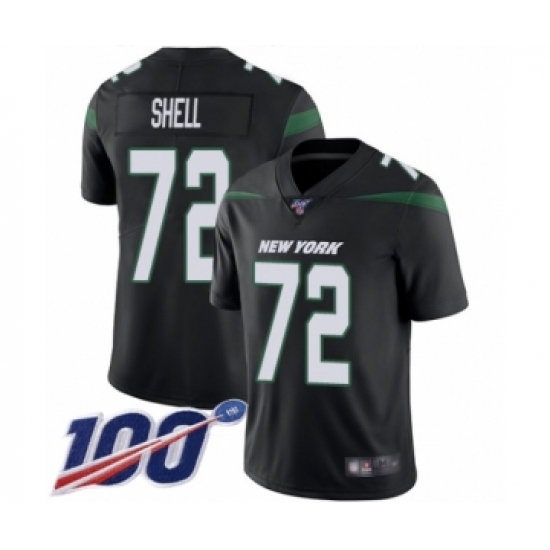 Men's New York Jets #72 Brandon Shell Black Alternate Vapor Untouchable Limited Player 100th Season Football Jersey - Ujersey