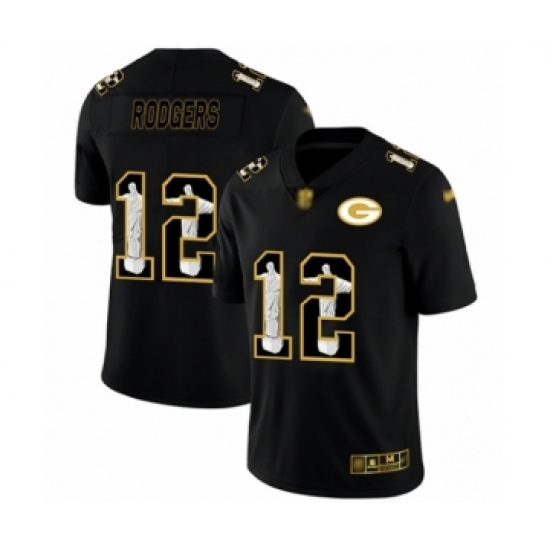 Men's Green Bay Packers #12 Aaron Rodgers Limited Black Jesus Faith Limited Football Jersey - Ujersey