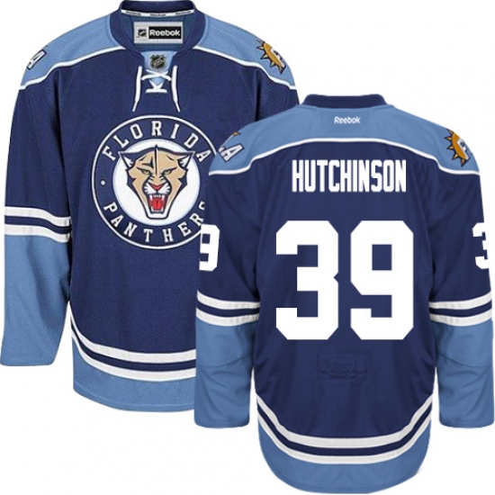 Men's Reebok Florida Panthers #39 Michael Hutchinson Premier Navy Blue Third NHL Jersey - Ujersey