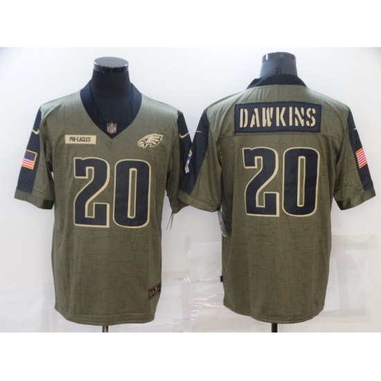 Men's Philadelphia Eagles #20 Brian Dawkins Nike Olive 2021 Salute To Service Limited Player Jersey - Ujersey