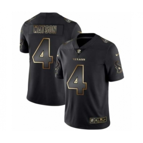 Men Houston Texans #4 Deshaun Watson Black Golden Edition 2019 Vapor Untouchable Limited Jersey - Ujersey