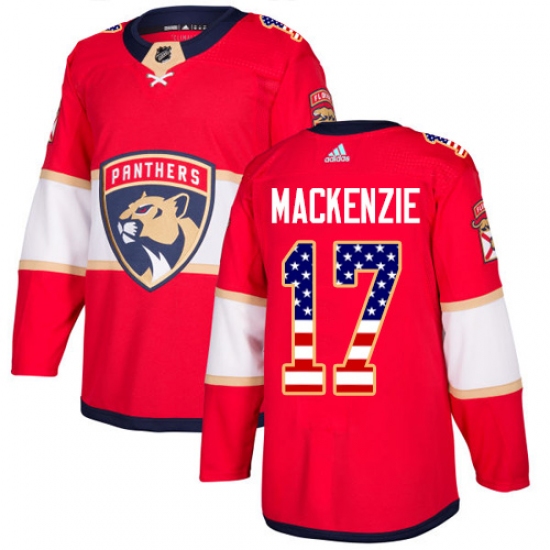 Youth Adidas Florida Panthers #17 Derek MacKenzie Authentic Red USA Flag Fashion NHL Jersey - Ujersey