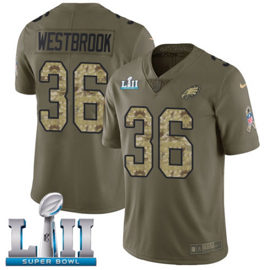 Men's Nike Philadelphia Eagles #36 Brian Westbrook Limited Olive Camo 2017 Salute to Service Super Bowl LII NFL Jersey - Ujersey