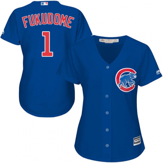 Women's Majestic Chicago Cubs #1 Kosuke Fukudome Replica Royal Blue Alternate MLB Jersey - Ujersey