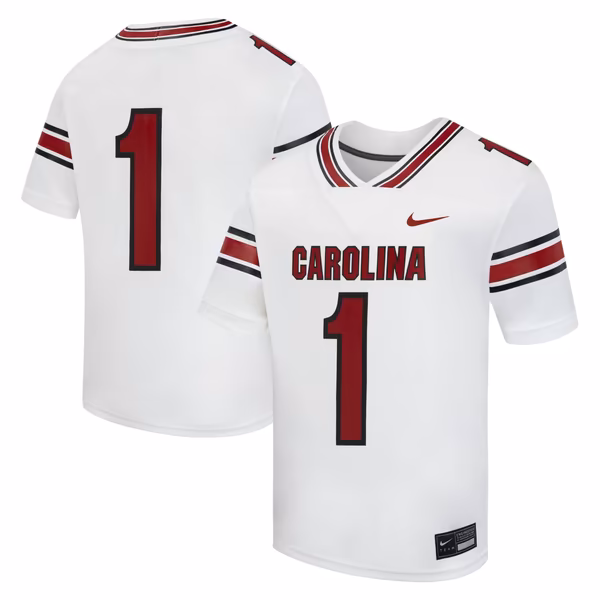Youth Nike #1 White South Carolina Gamecocks Road Replica Football Jersey - Ujersey
