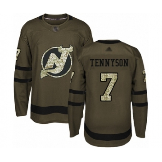 Men's New Jersey Devils #7 Matt Tennyson Authentic Green Salute to Service Hockey Jersey - Ujersey