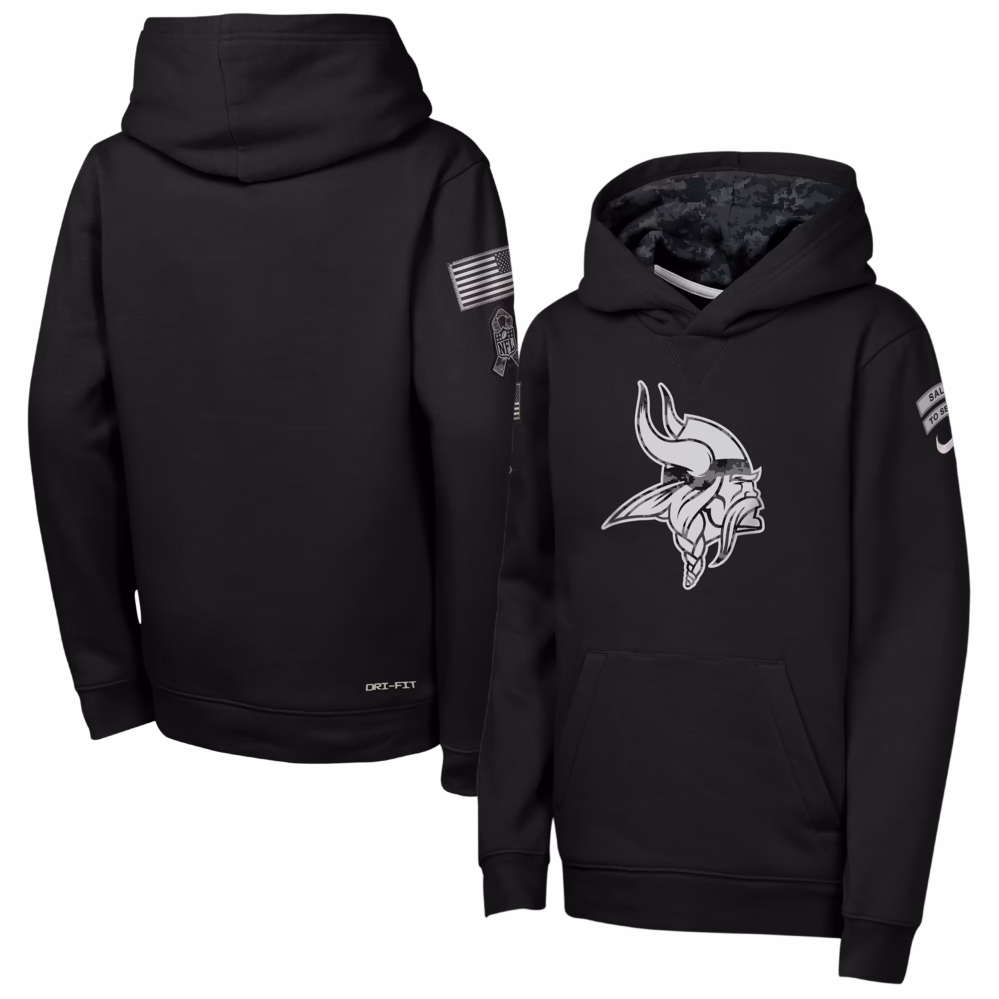 Youth Minnesota Vikings  Nike Black 2026 Salute to Service Club Fleece Pullover Hoodie - U-jersey