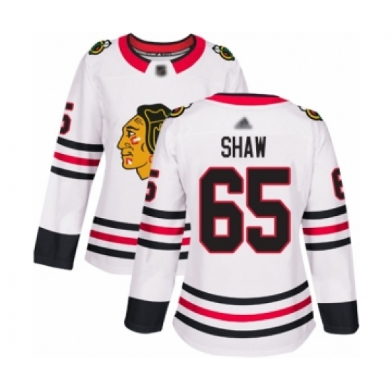 Women's Chicago Blackhawks #65 Andrew Shaw Authentic White Away Hockey Jersey - Ujersey