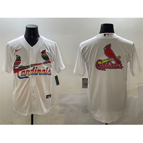 Men's St. Louis Cardinals Team Big Logo White Cool Base Stitched Baseball Jersey - Ujersey