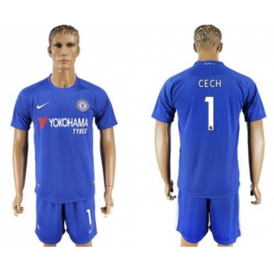 Chelsea #1 Cech Home Soccer Club Jersey