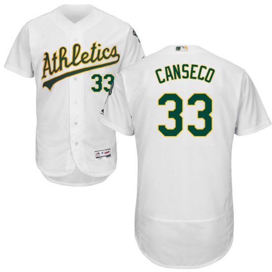 Men's Majestic Oakland Athletics #33 Jose Canseco White Home Flex Base Authentic Collection MLB Jersey - Ujersey