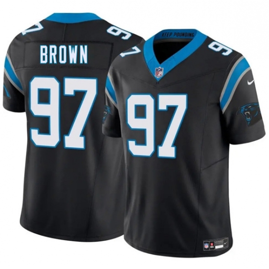 Men's Carolina Panthers #97 Bobby Brown Black 2025 F.U.S.E. Vapor Limited Football Stitched Jersey - Ujersey