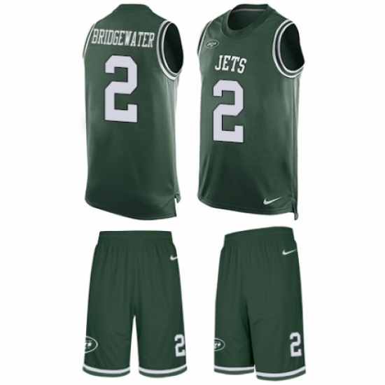 Men's Nike New York Jets #2 Teddy Bridgewater Limited Green Tank Top Suit NFL Jersey - Ujersey