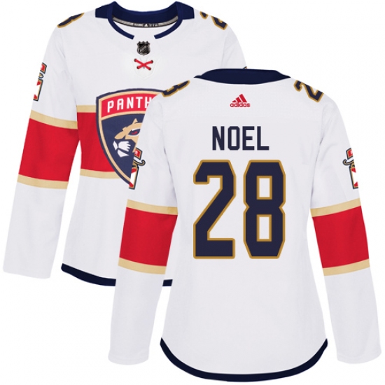 Women's Adidas Florida Panthers #28 Serron Noel Authentic White Away NHL Jersey - Ujersey