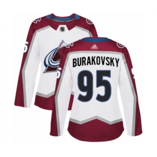 Women's Colorado Avalanche #95 Andre Burakovsky Authentic White Away Hockey Jersey - Ujersey