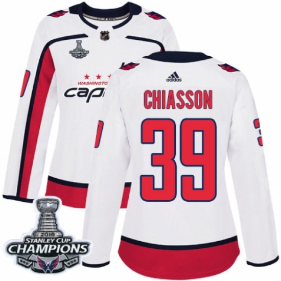 Women's Adidas Washington Capitals #39 Alex Chiasson Authentic White Away 2018 Stanley Cup Final Champions NHL Jersey - Ujersey