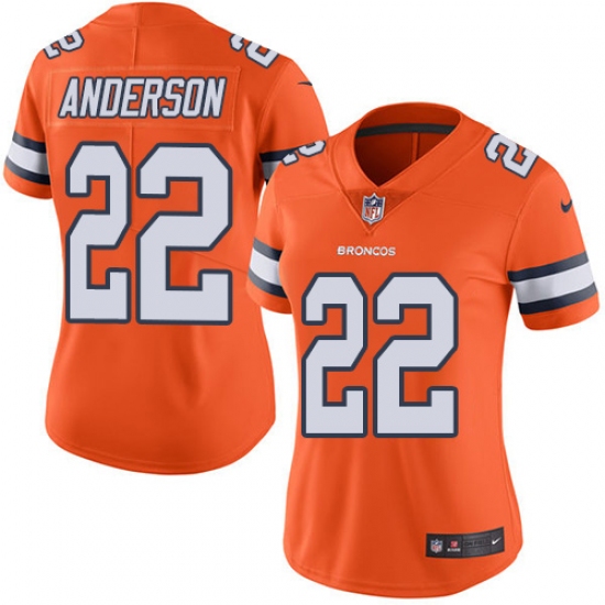 Women's Nike Denver Broncos #22 C.J. Anderson Elite Orange Rush Vapor Untouchable NFL Jersey - Ujersey