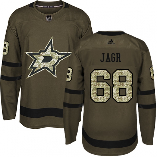 Youth Adidas Dallas Stars #68 Jaromir Jagr Premier Green Salute to Service NHL Jersey - Ujersey
