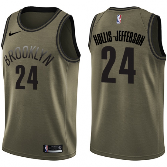 Men's Nike Brooklyn Nets #24 Rondae Hollis-Jefferson Green Salute to Service NBA Swingman Jersey - Ujersey