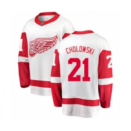 Youth Detroit Red Wings #21 Dennis Cholowski Authentic White Away Fanatics Branded Breakaway NHL Jersey - Ujersey