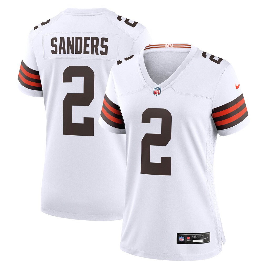 Women's Cleveland Browns Shedeur Sanders Nike White Game Jersey - U-jersey