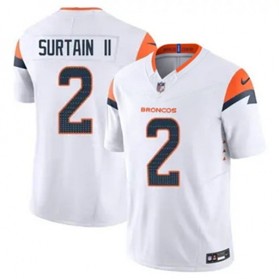 Youth Nike Denver Broncos #2 Patrick Surtain II Stitched White Limited Jersey - Ujersey