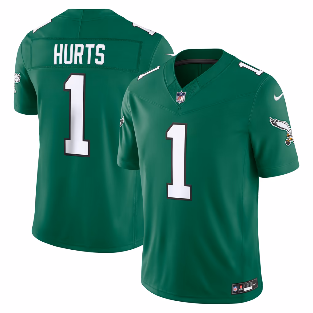 Men's Philadelphia Eagles Jalen Hurts Nike Kelly Green Alternate Vapor F.U.S.E. Stitched Limited Jersey - Ujersey