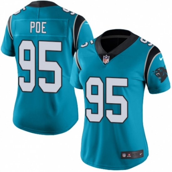 Women's Nike Carolina Panthers #95 Dontari Poe Limited Blue Rush Vapor Untouchable NFL Jersey - Ujersey