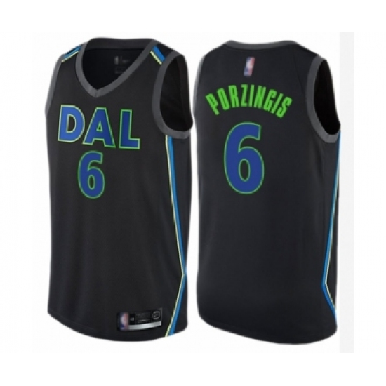 Youth Dallas Mavericks #6 Kristaps Porzingis Swingman Black Basketball Jersey - City Edition - Ujersey