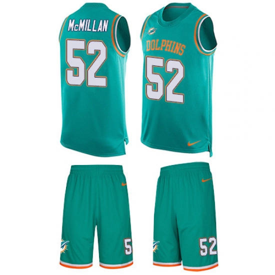 Men's Nike Miami Dolphins #52 Raekwon McMillan Limited Aqua Green Tank Top Suit NFL Jersey - Ujersey