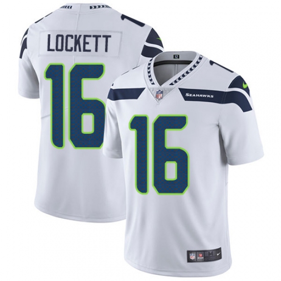 Men's Nike Seattle Seahawks #16 Tyler Lockett White Vapor Untouchable Limited Player NFL Jersey - Ujersey