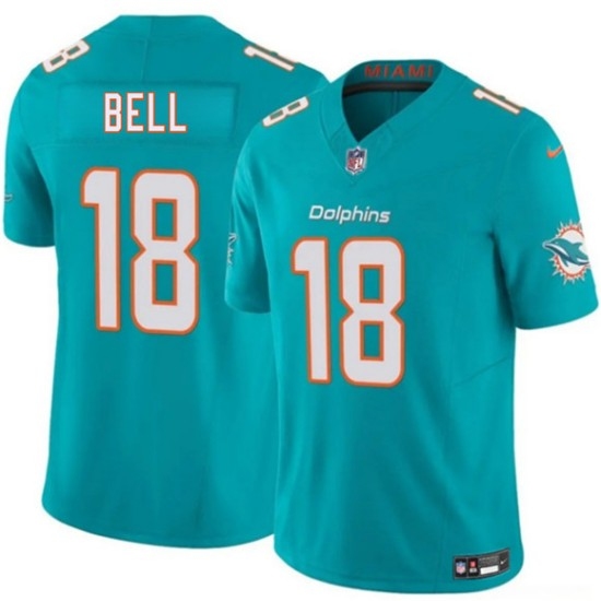 Men's Miami Dolphins #18 Chris Bell Aqua 2026 Draft F.U.S.E. Vapor Limited Football Stitched Jersey