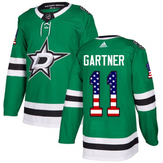 Youth Adidas Dallas Stars #11 Mike Gartner Authentic Green USA Flag Fashion NHL Jersey - Ujersey
