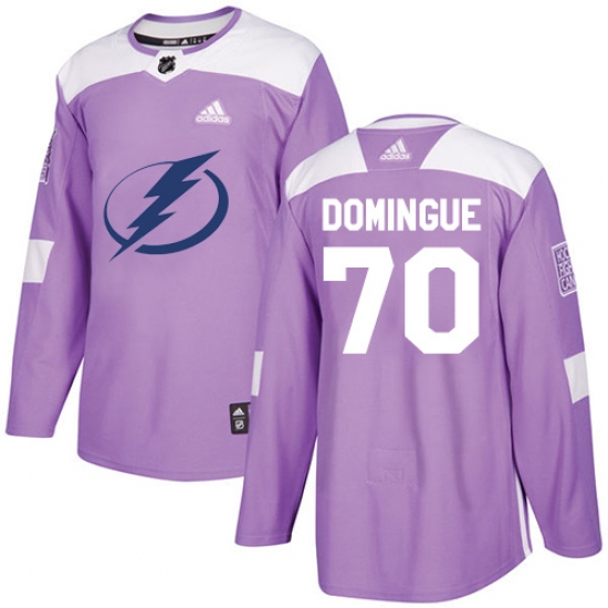 Men's Adidas Tampa Bay Lightning #70 Louis Domingue Authentic Purple Fights Cancer Practice NHL Jersey - Ujersey