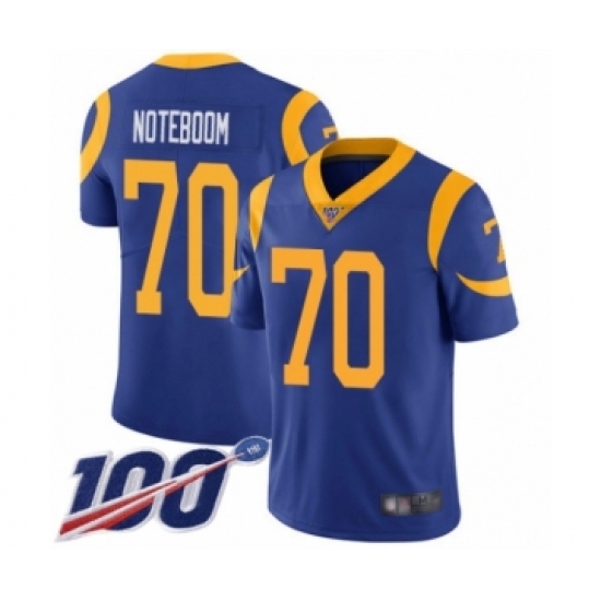 Men's Los Angeles Rams #70 Joseph Noteboom Royal Blue Alternate Vapor Untouchable Limited Player 100th Season Football Jersey - Ujersey