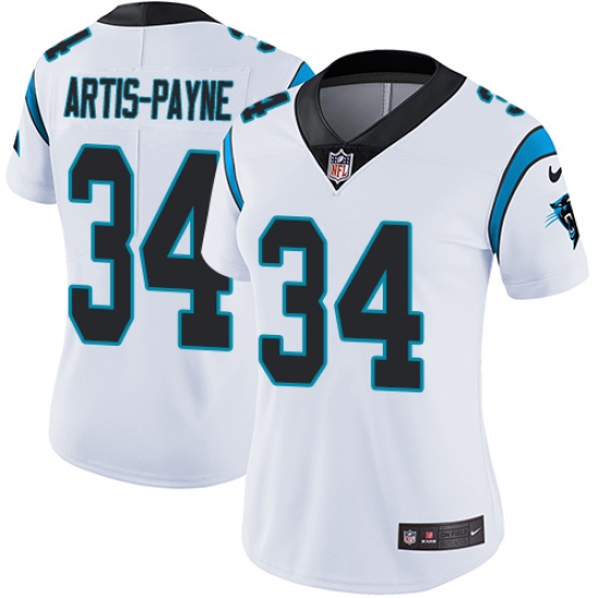 Women's Nike Carolina Panthers #34 Cameron Artis-Payne White Vapor Untouchable Limited Player NFL Jersey - Ujersey