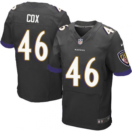 Men's Nike Baltimore Ravens #46 Morgan Cox Elite Black Alternate NFL Jersey - Ujersey