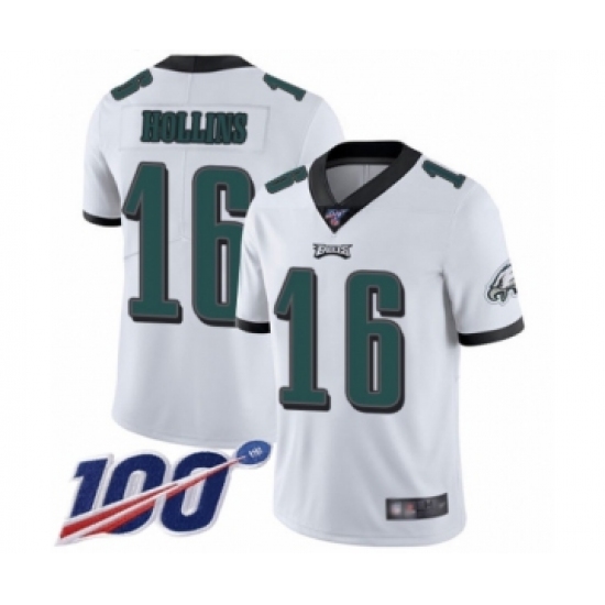 Youth Philadelphia Eagles #16 Mack Hollins White Vapor Untouchable Limited Player 100th Season Football Jersey - Ujersey
