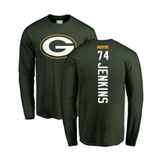 Football Green Bay Packers #74 Elgton Jenkins Green Backer Long Sleeve T-Shirt - Ujersey