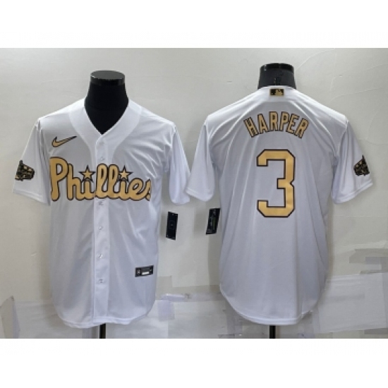 Men's Philadelphia Phillies #3 Bryce Harper White 2022 All Star Stitched Cool Base Nike Jersey - Ujersey