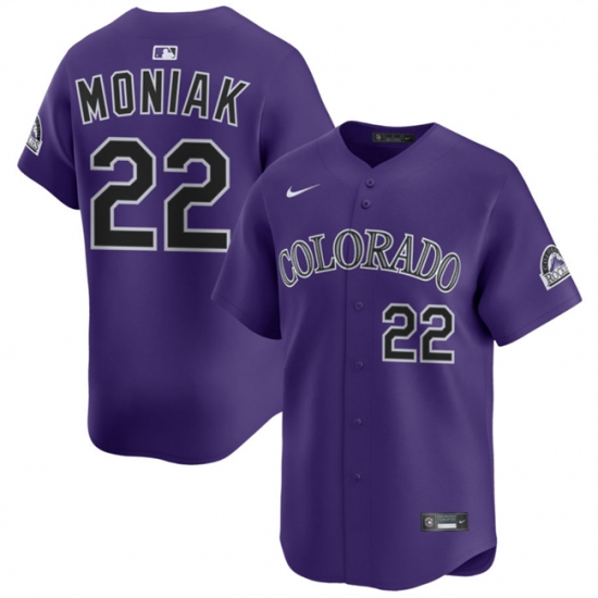Men's Colorado Rockies #22 Mickey Moniak Purple Limited Stitched Baseball Jersey - Ujersey