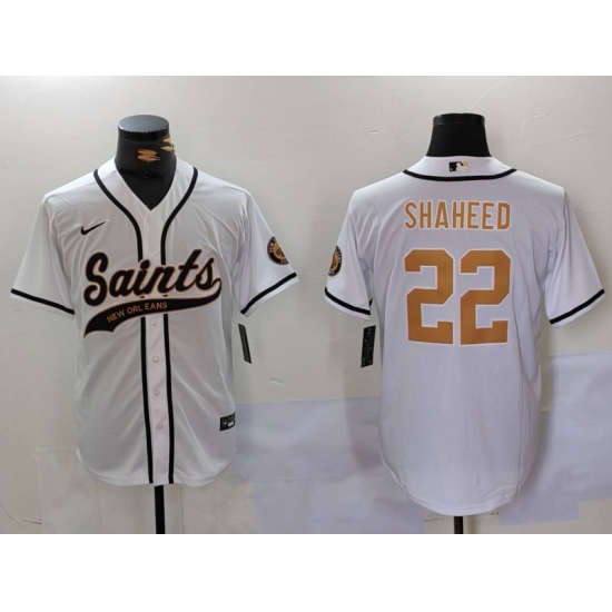 Men's New Orleans Saints #22 Rashid Shaheed White Cool Base Stitched Baseball Jersey - ujerseystore