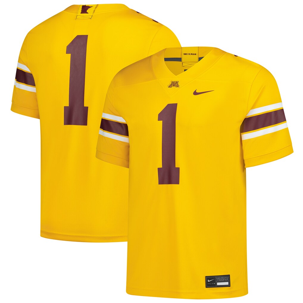 Men's Nike #1 Gold Minnesota Golden Gophers Game Football Jersey - Ujersey