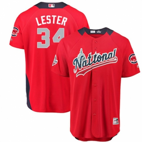 Men's Majestic Chicago Cubs #34 Jon Lester Game Red National League 2018 MLB All-Star MLB Jersey - Ujersey