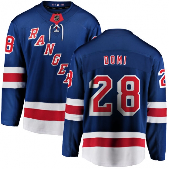 Men's New York Rangers #28 Tie Domi Fanatics Branded Royal Blue Home Breakaway NHL Jersey - Ujersey