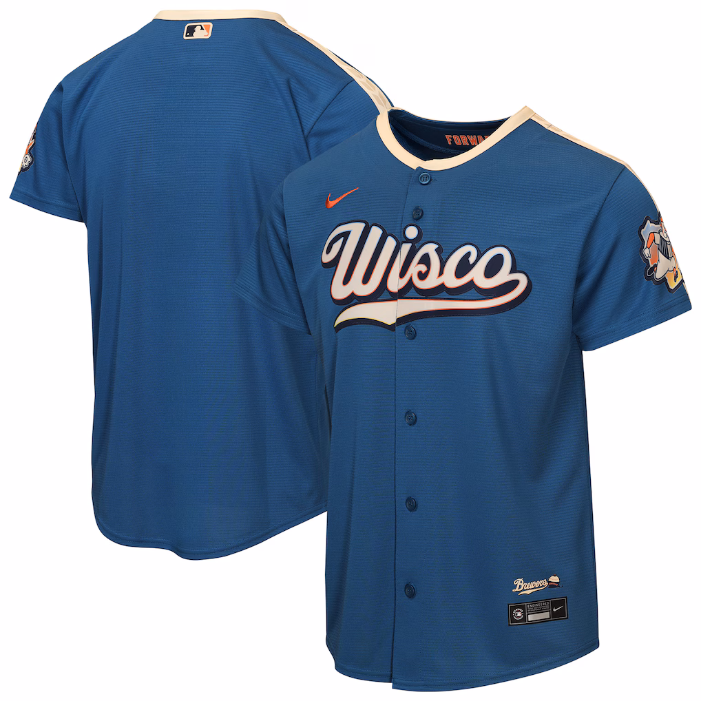 Youth Milwaukee Brewers Nike Mineral Blue 2026 City Connect Stadium Jersey - SUjersey01