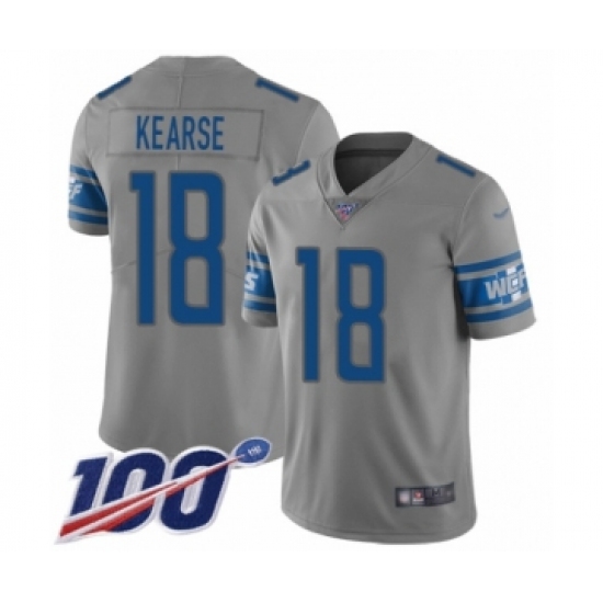 Youth Detroit Lions #18 Jermaine Kearse Limited Gray Inverted Legend 100th Season Football Jersey - Ujersey