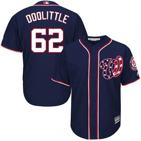 Men's Majestic Washington Nationals #62 Sean Doolittle Replica Navy Blue Alternate 2 Cool Base MLB Jersey - Ujersey