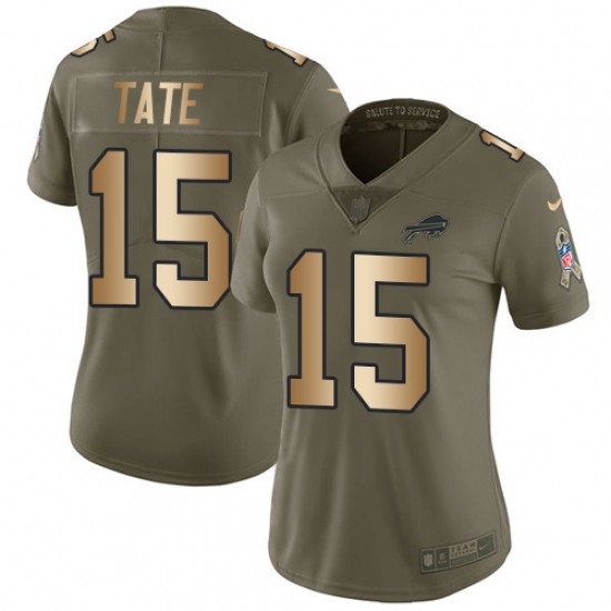 Women's Nike Buffalo Bills #15 Brandon Tate Limited Olive/Gold 2017 Salute to Service NFL Jersey - Ujersey